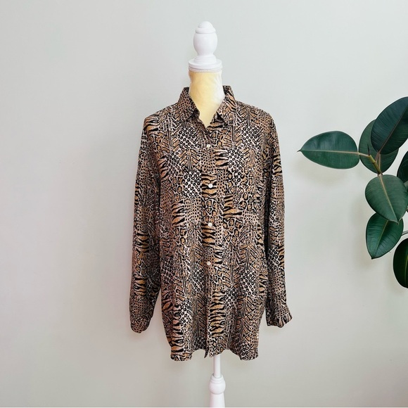 COTE DE FRANCE vintage silk blouse animal print - Picture 6 of 6